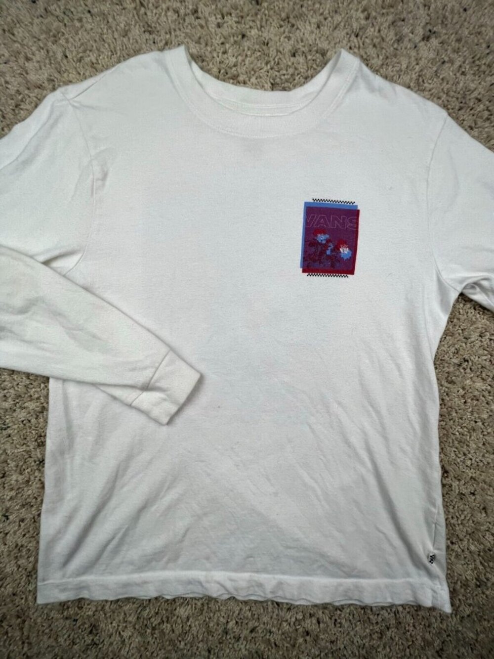 VANS White Long Sleeve T-Shirt 100% Cotton Top Men's Size Medium M Graphic